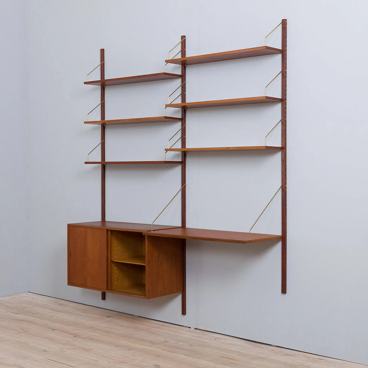 Wall unit in teak and brass by Hansen & Guldborg, 60s 8