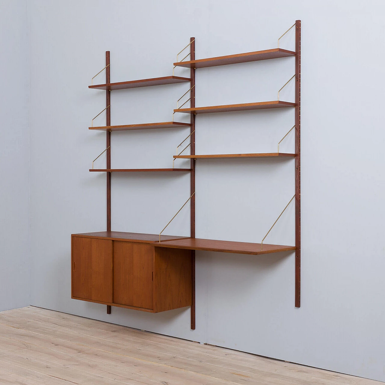 Wall unit in teak and brass by Hansen & Guldborg, 60s 9
