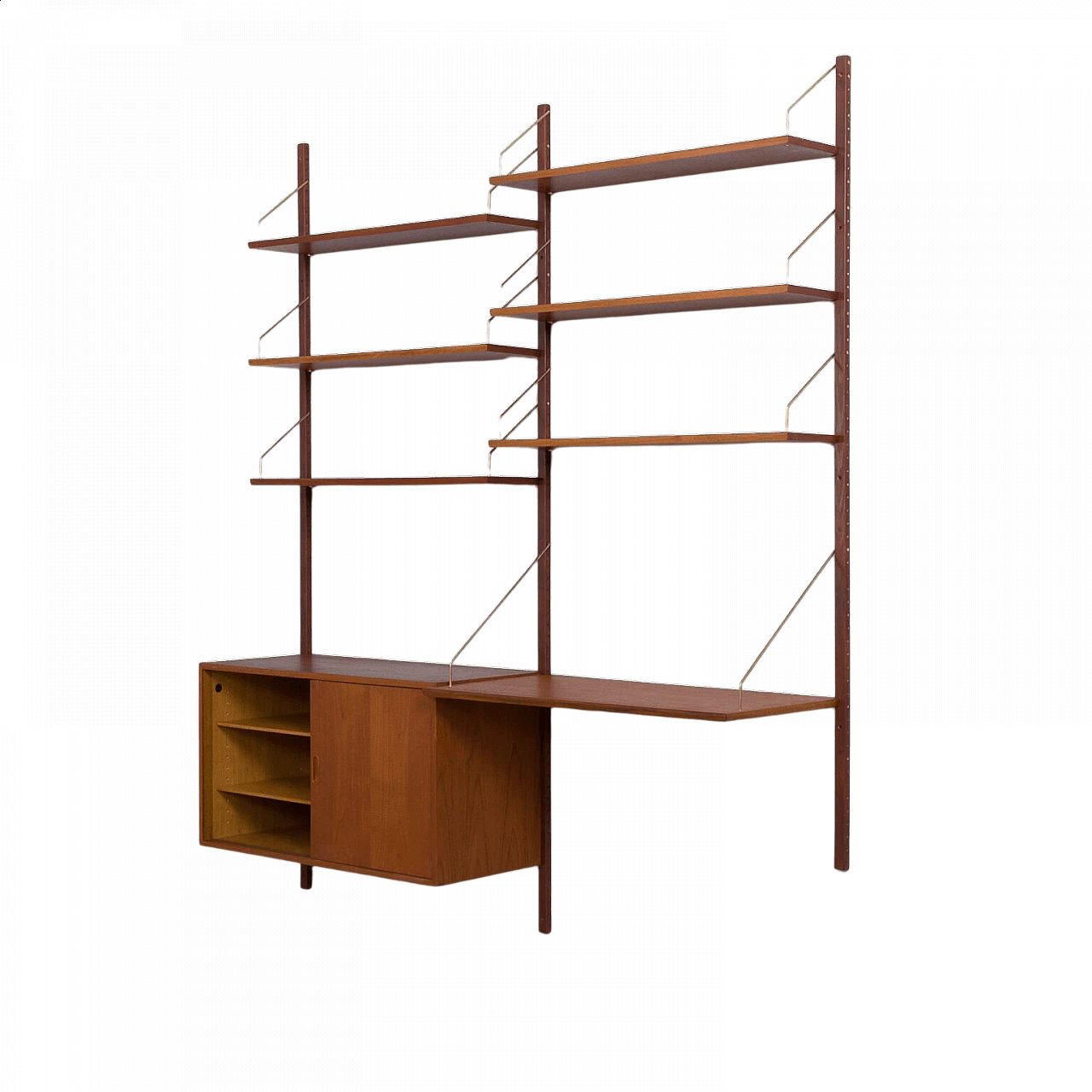 Wall unit in teak and brass by Hansen & Guldborg, 60s 24