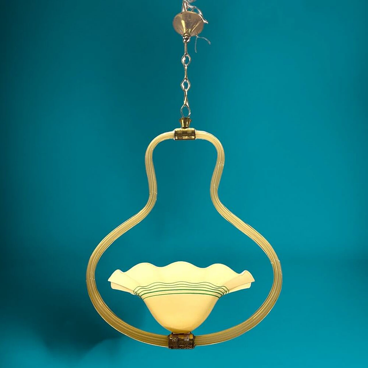 Yellow Murano glass chandelier, 1950s 2