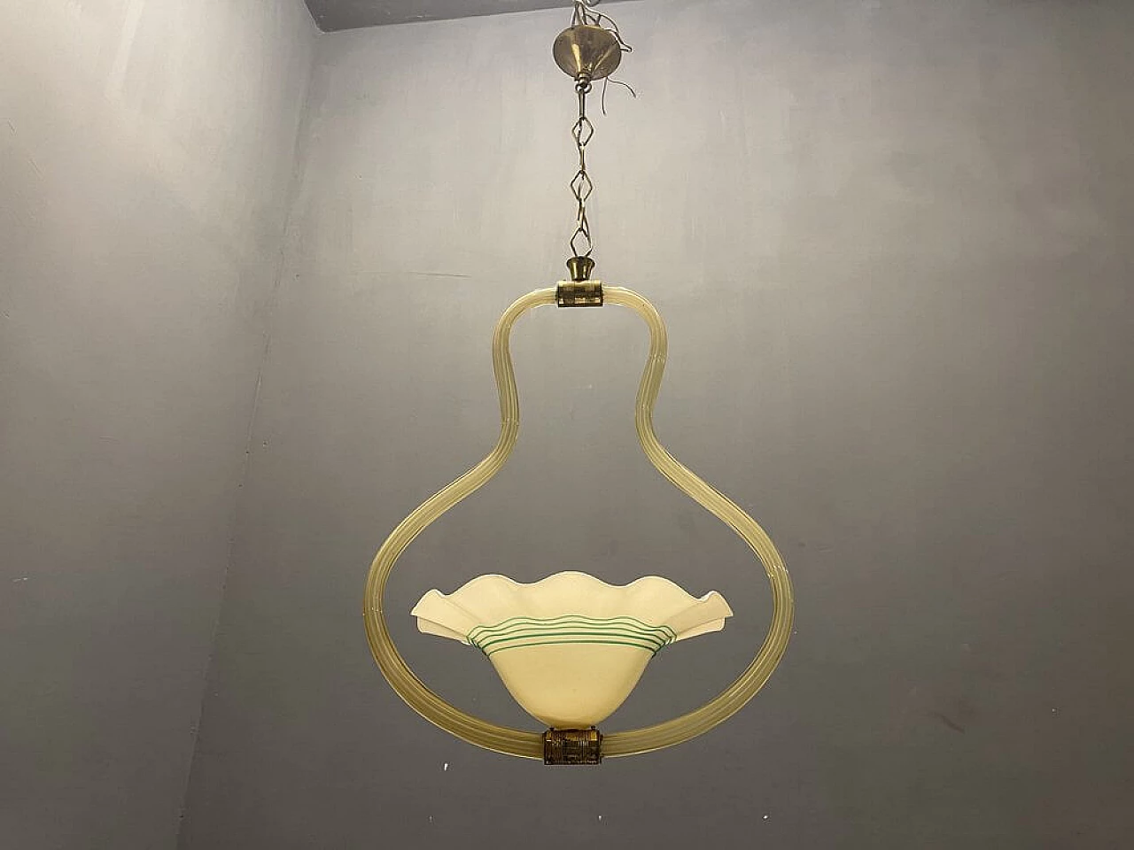 Yellow Murano glass chandelier, 1950s 3