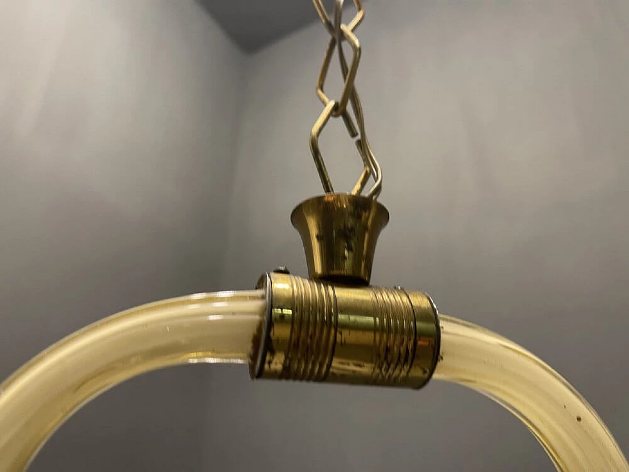 Yellow Murano glass chandelier, 1950s 4