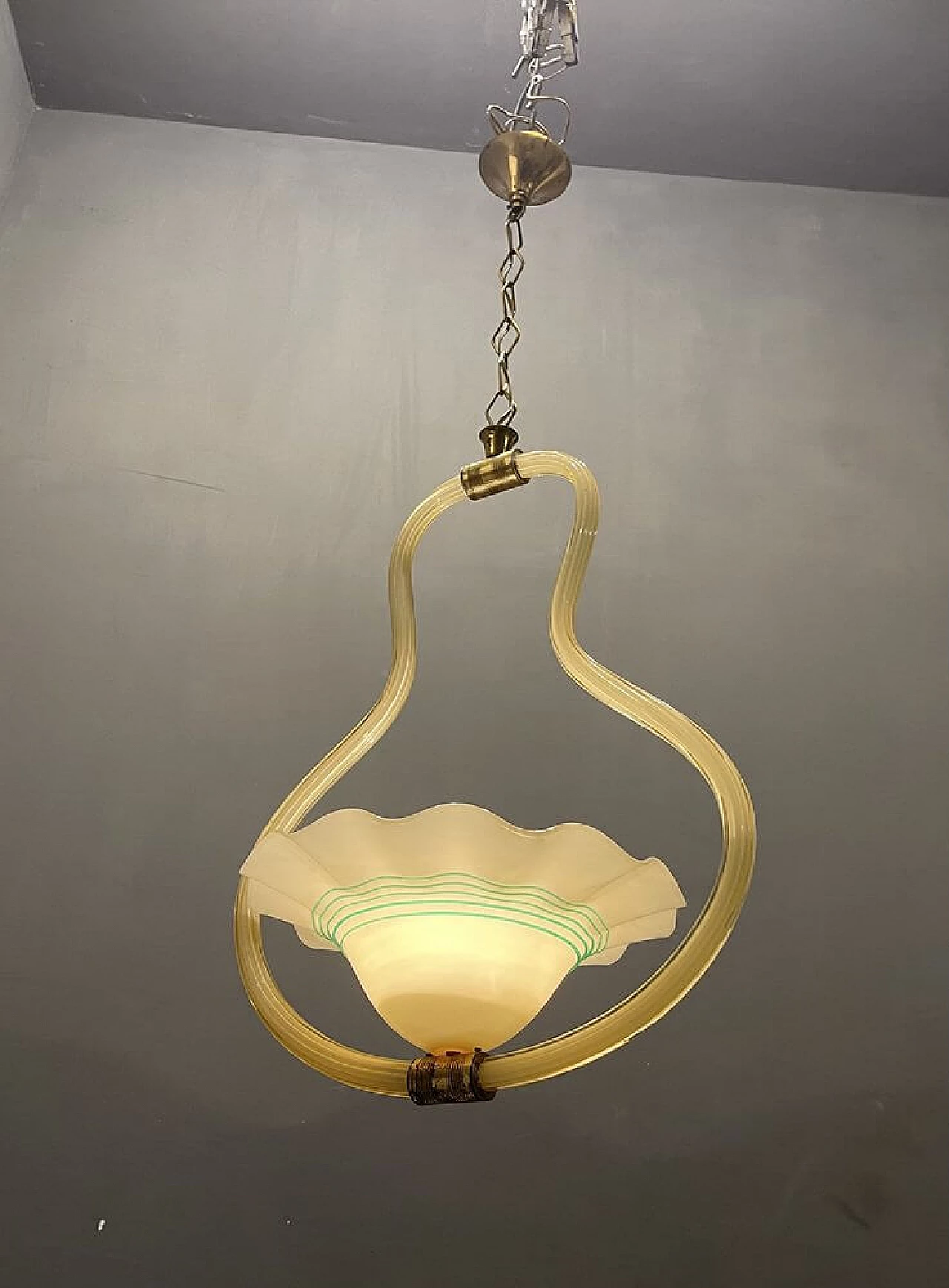 Yellow Murano glass chandelier, 1950s 8