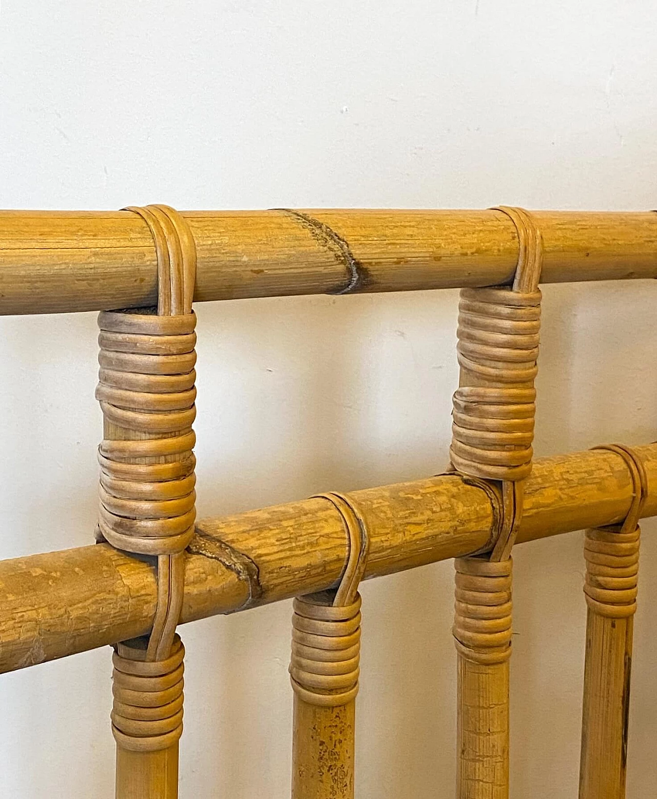 Pair of wicker and bamboo armchairs, 1970s 11