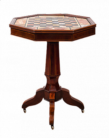 Charles X style coffee table with polychrome marble top, 19th century