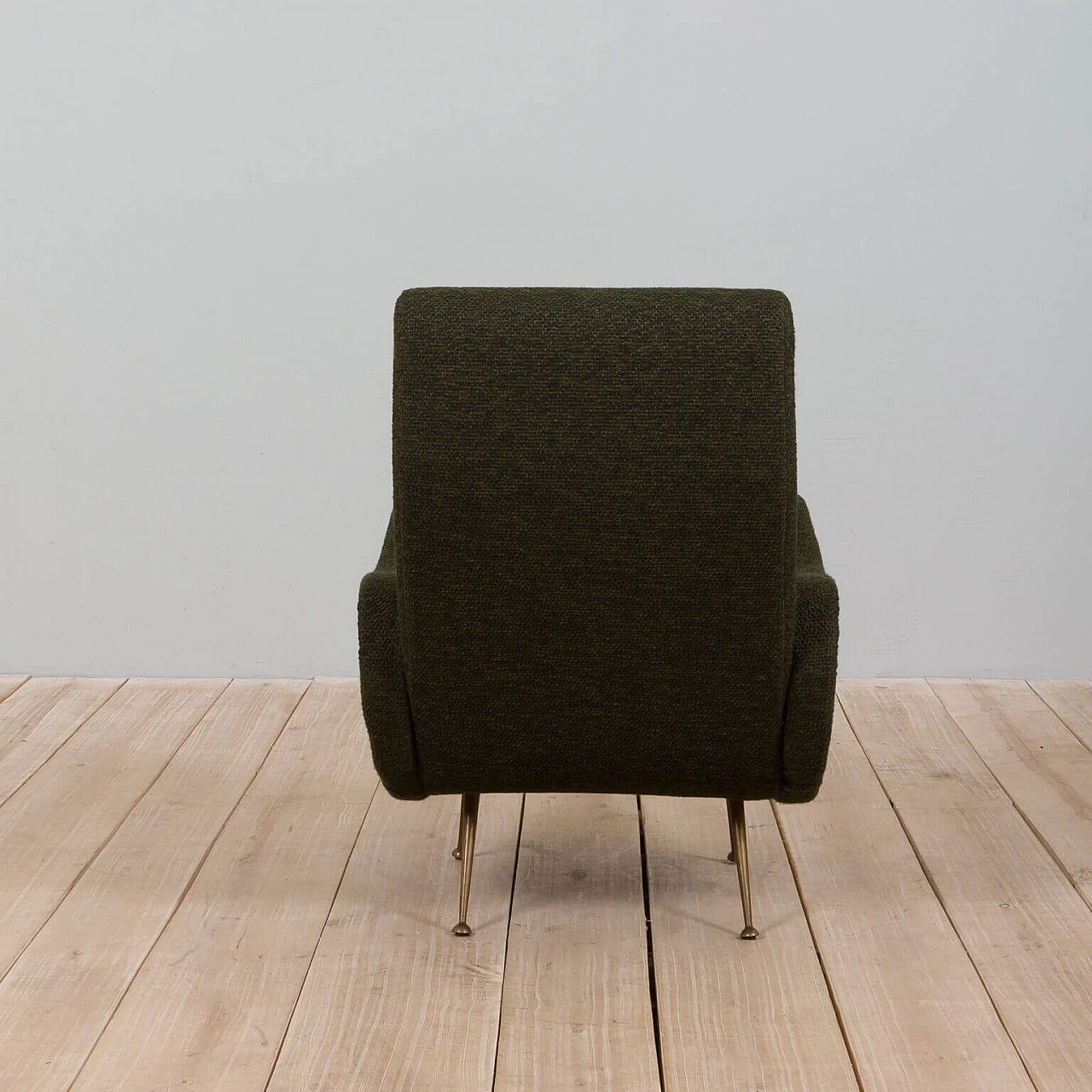 Lady Chair armchair in wool fabric and brass by Marco Zanuso per Arflex, 50s 8