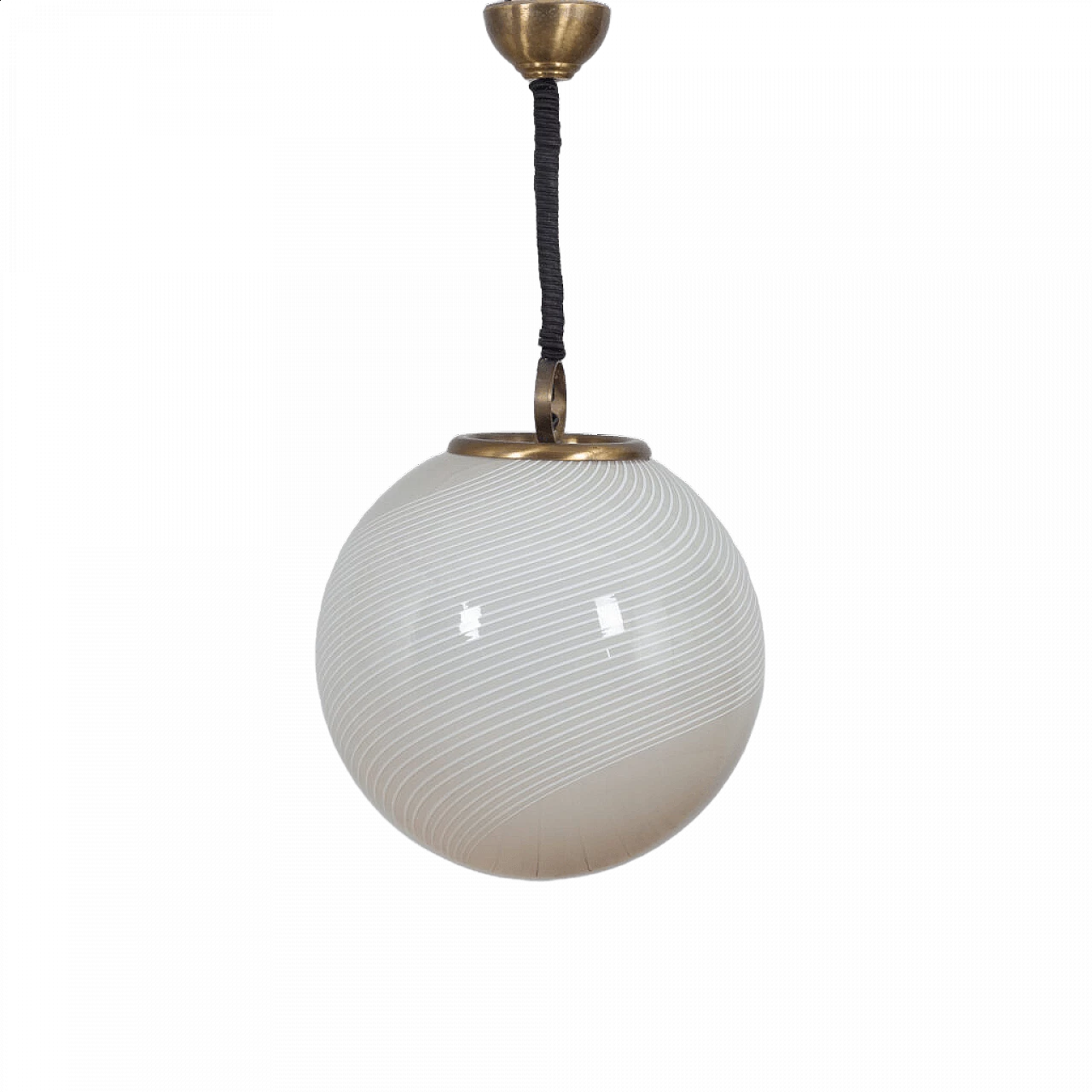 Murano glass chandelier with brass details attributed to Venini, 1970s 8