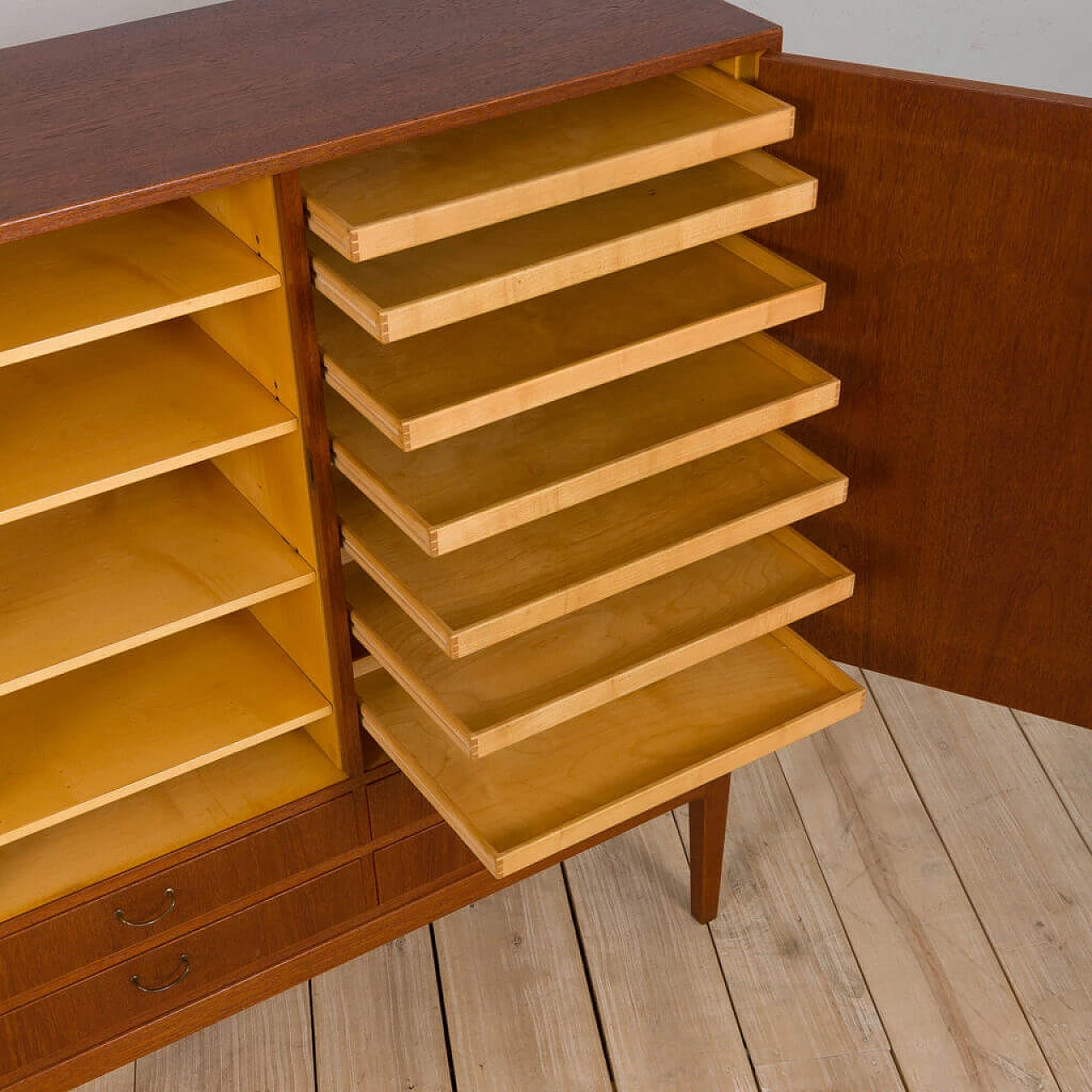 Teak linen cupboard by Thorald Madsen, 1950s 12