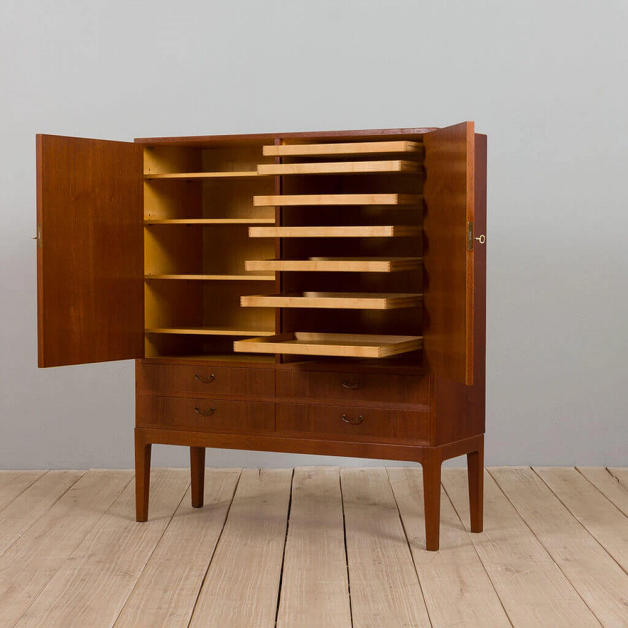 Teak linen cupboard by Thorald Madsen, 1950s 13