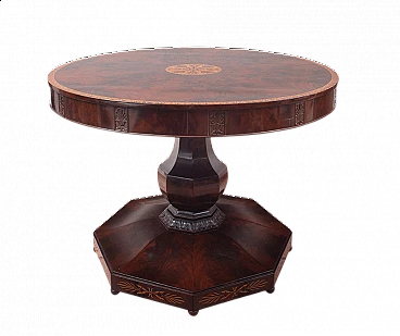 Smith coffee table in mahogany feather with maple inlay, 19th century
