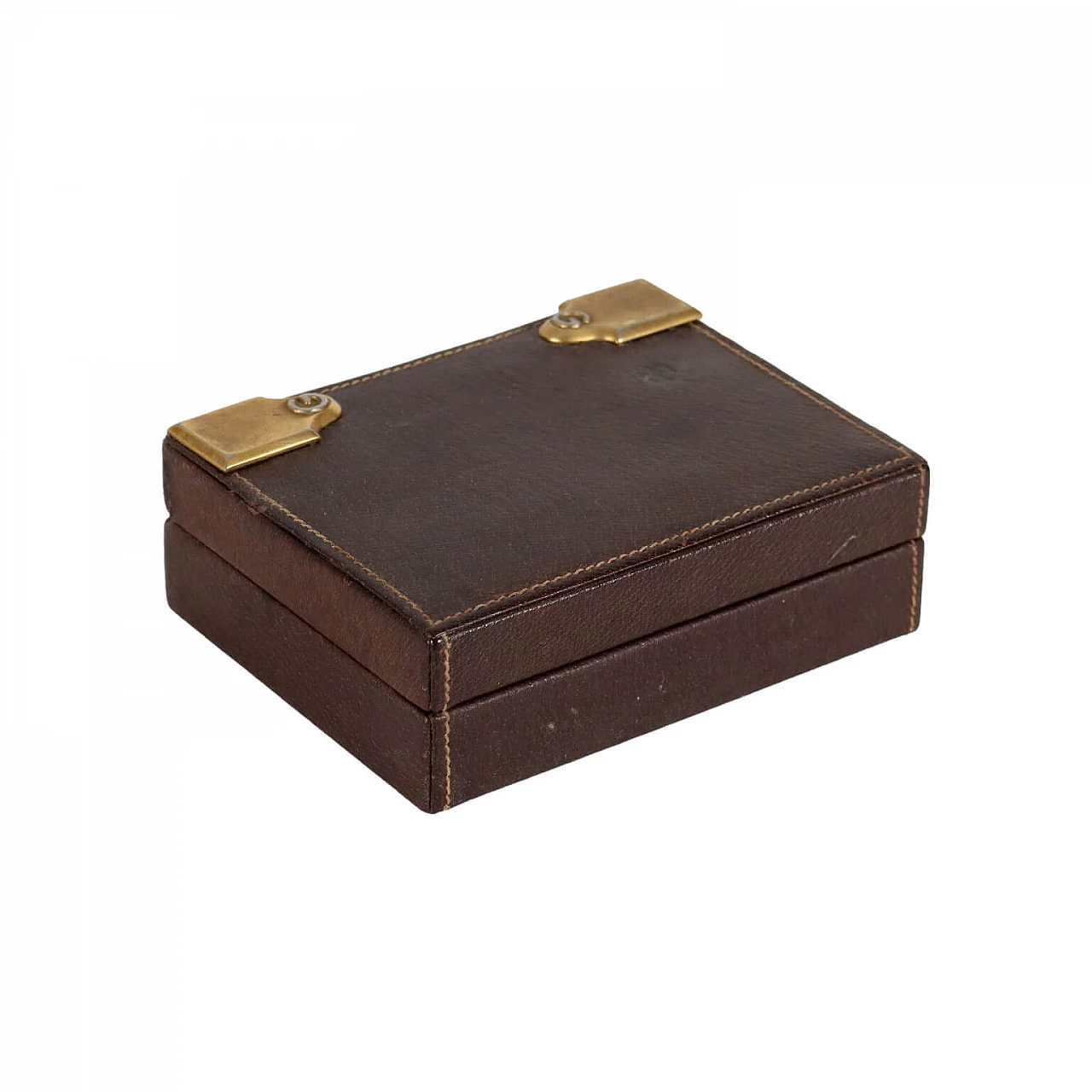 Gucci playing card box in wood covered in leather, 20th century 1