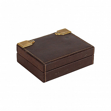 Scatola porta carte da gioco Gucci in legno rivestita in pelle, del '900