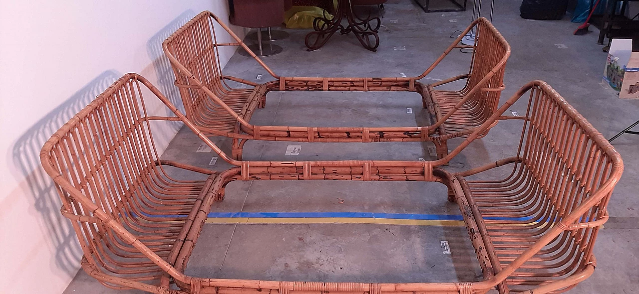 Coppia di letti in bamboo curvato attribuiti a Bonacina, anni '60 6