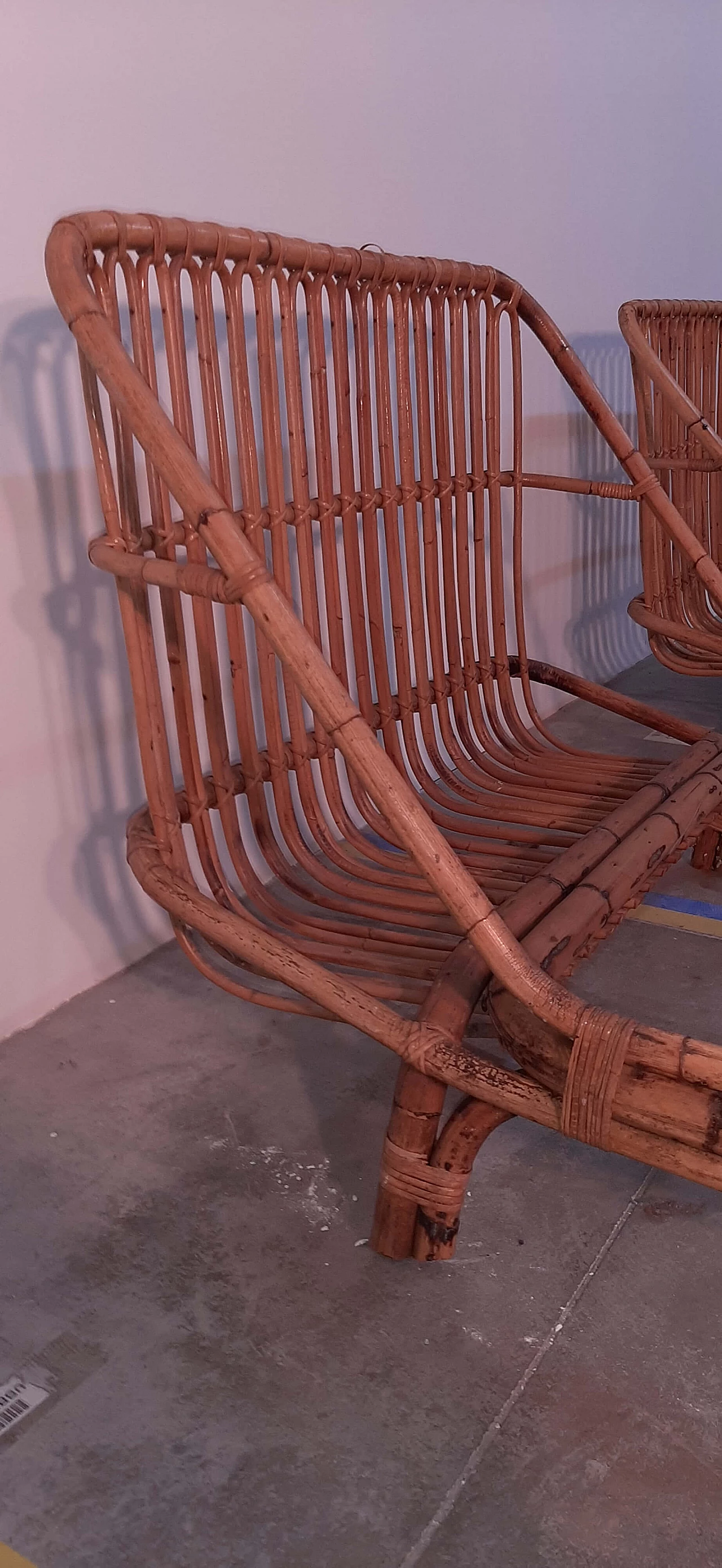 Coppia di letti in bamboo curvato attribuiti a Bonacina, anni '60 7