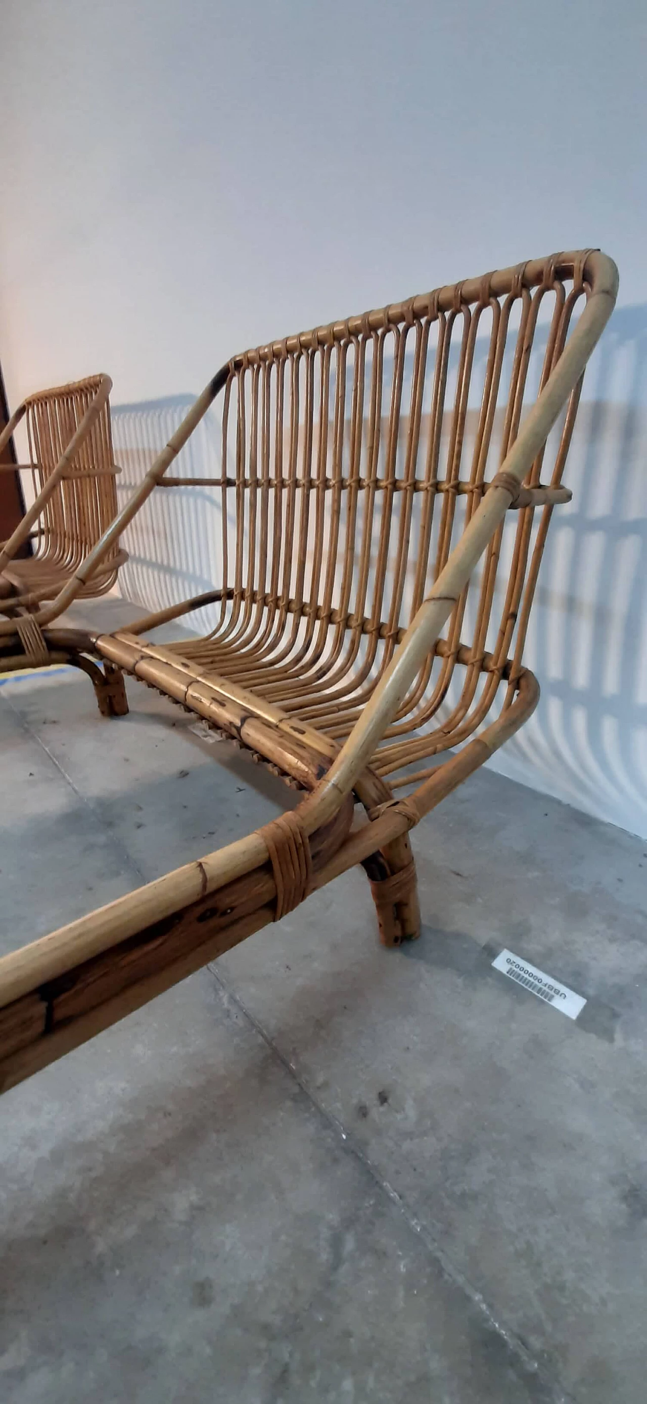 Coppia di letti in bamboo curvato attribuiti a Bonacina, anni '60 14