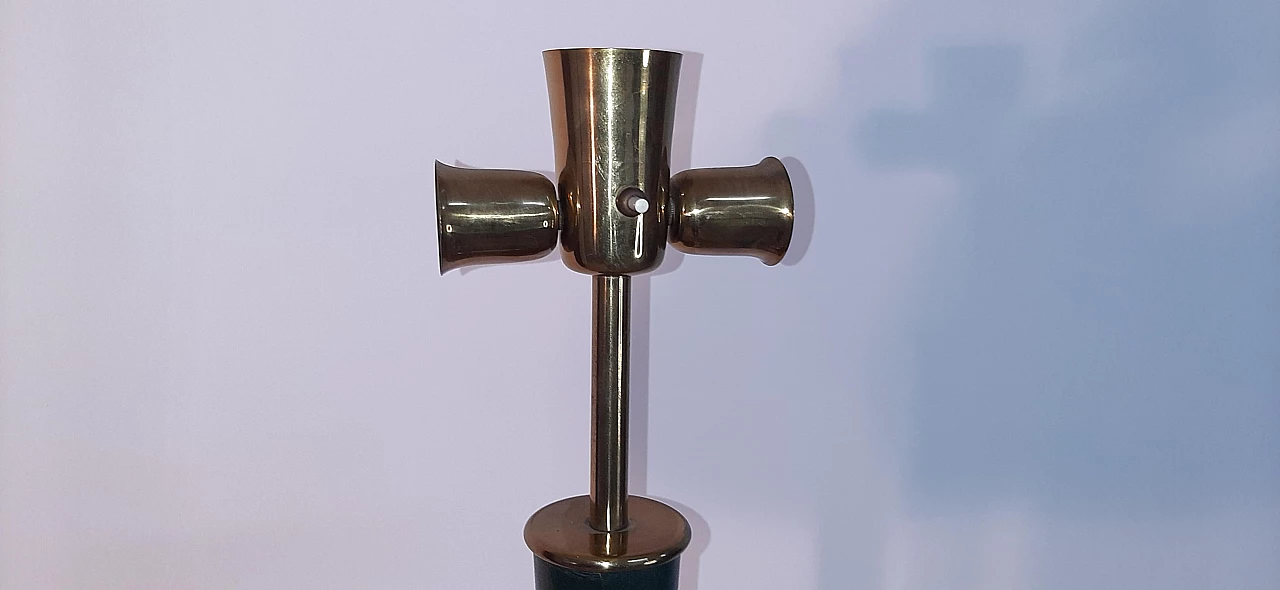 Leather and brass floor lamp, 1950s 7