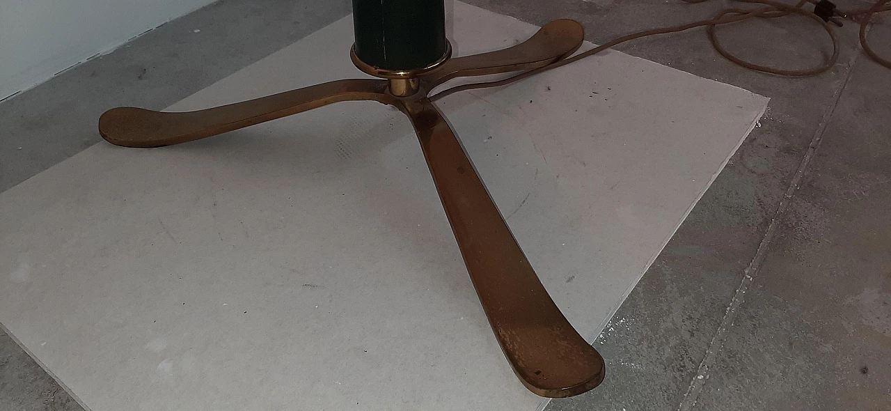 Lampada da terra in pelle e ottone, anni '50 12