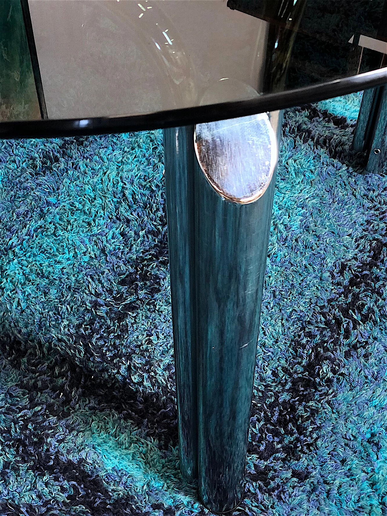 Chromed metal table with smoked glass top, 1970s 6