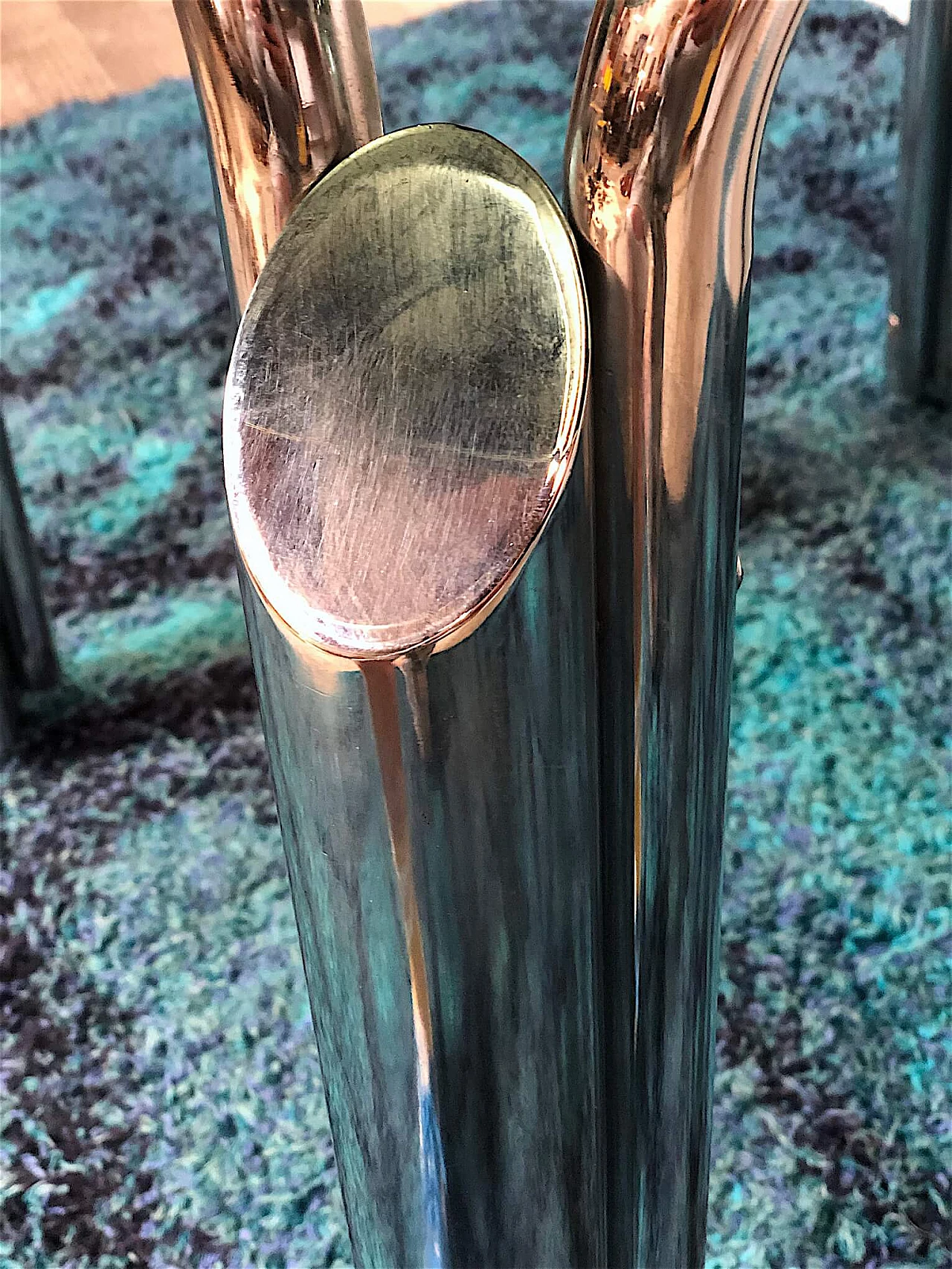 Chromed metal table with smoked glass top, 1970s 9