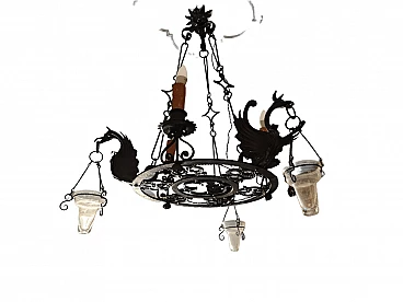 Metal chandelier with griffins, 19th century