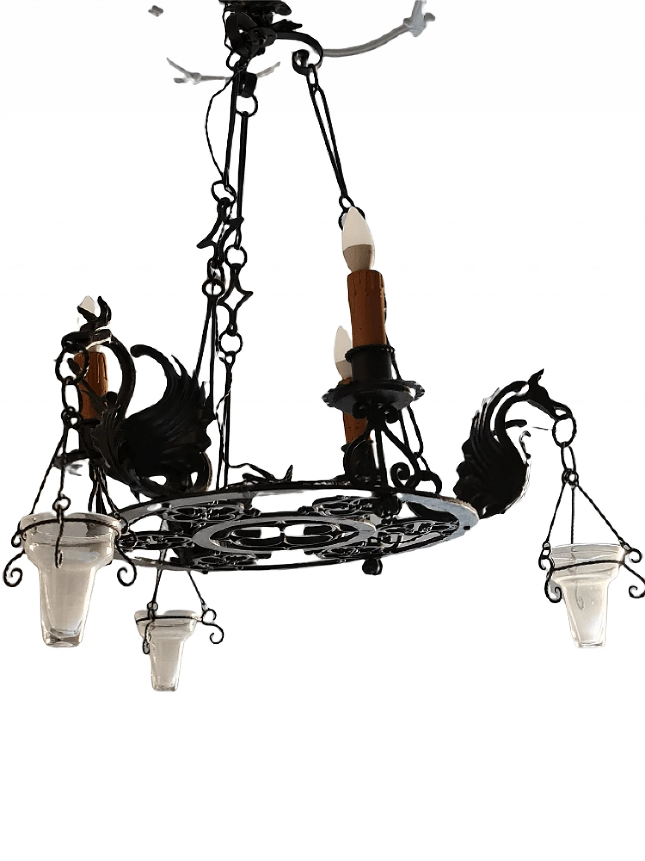 Metal chandelier with griffins, 19th century 2