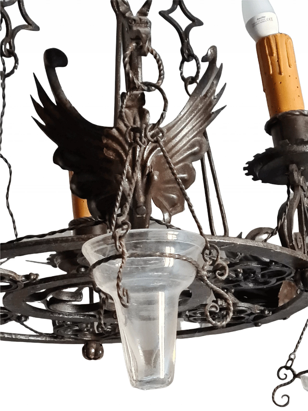 Metal chandelier with griffins, 19th century 5