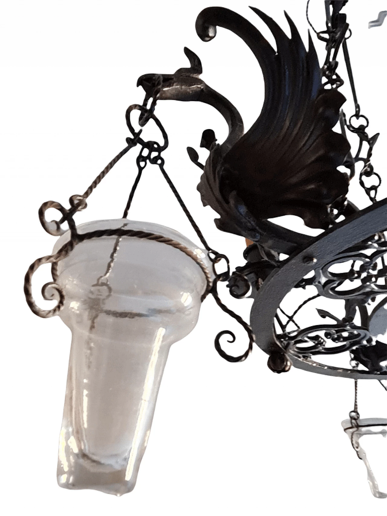 Metal chandelier with griffins, 19th century 7