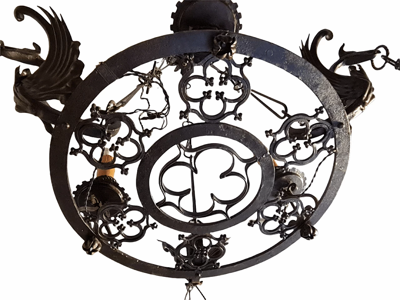 Metal chandelier with griffins, 19th century 8