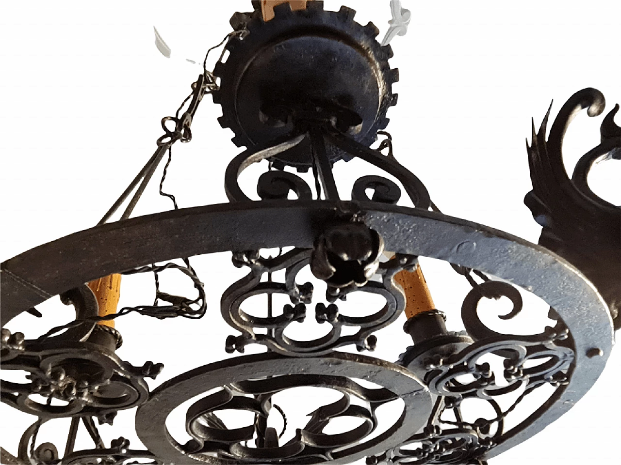 Metal chandelier with griffins, 19th century 9