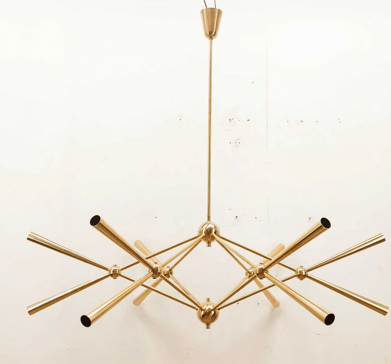 Sputnik 12-light brass chandelier, 1970s 1