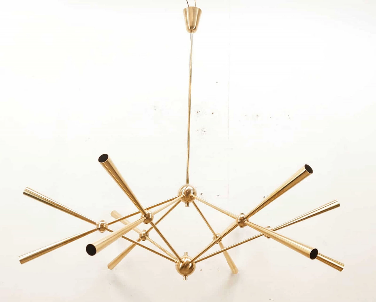 Sputnik 12-light brass chandelier, 1970s 5