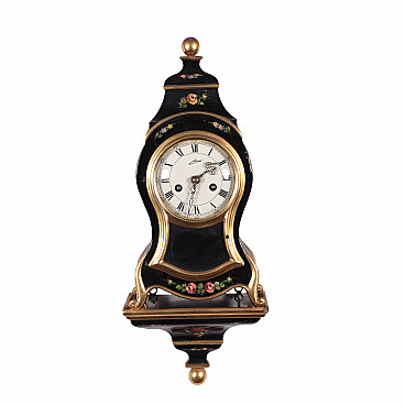 Schmidt clock in lacquered and gilded wood with decorations, 20th century
