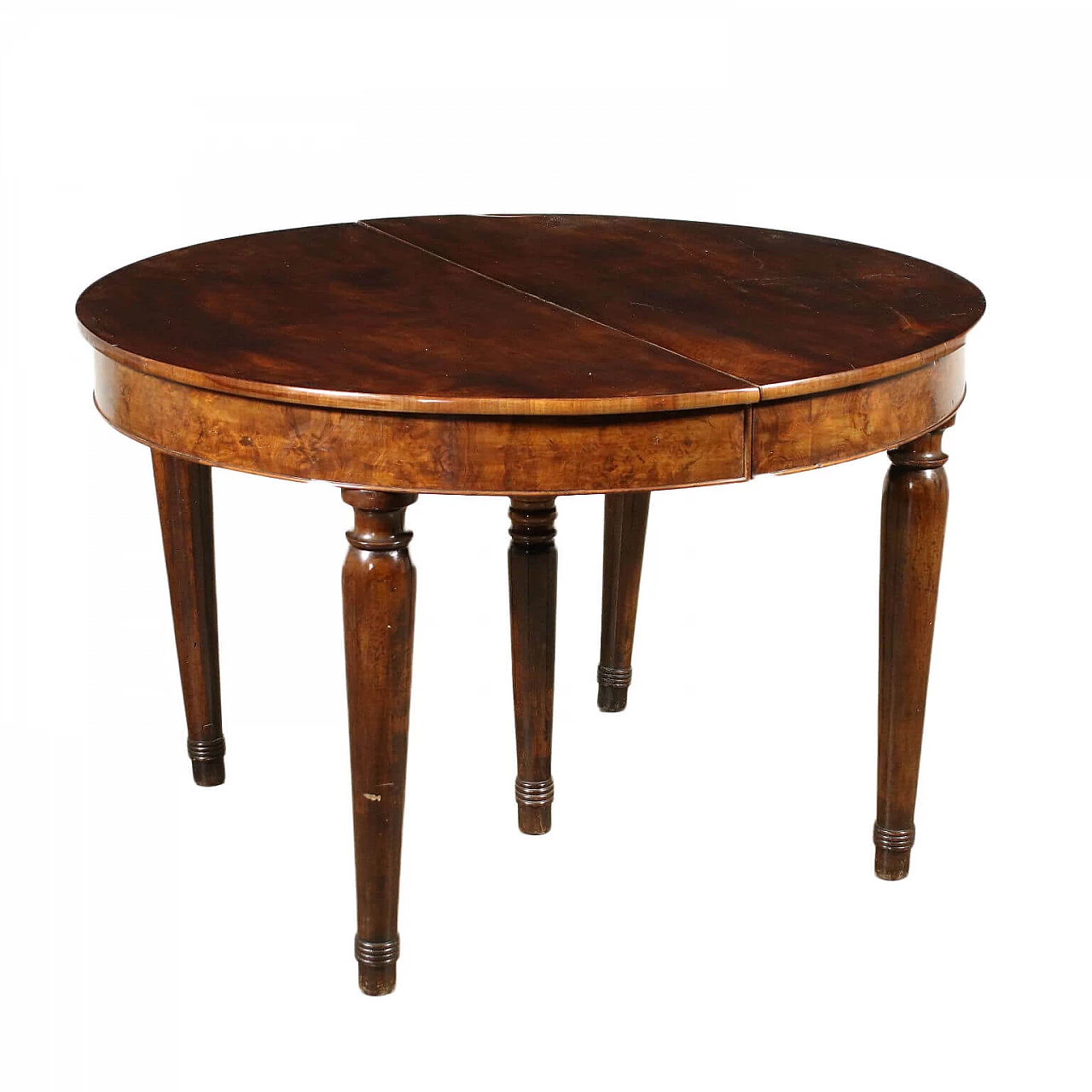 Extending table in walnut and fir wood, 19th century 1