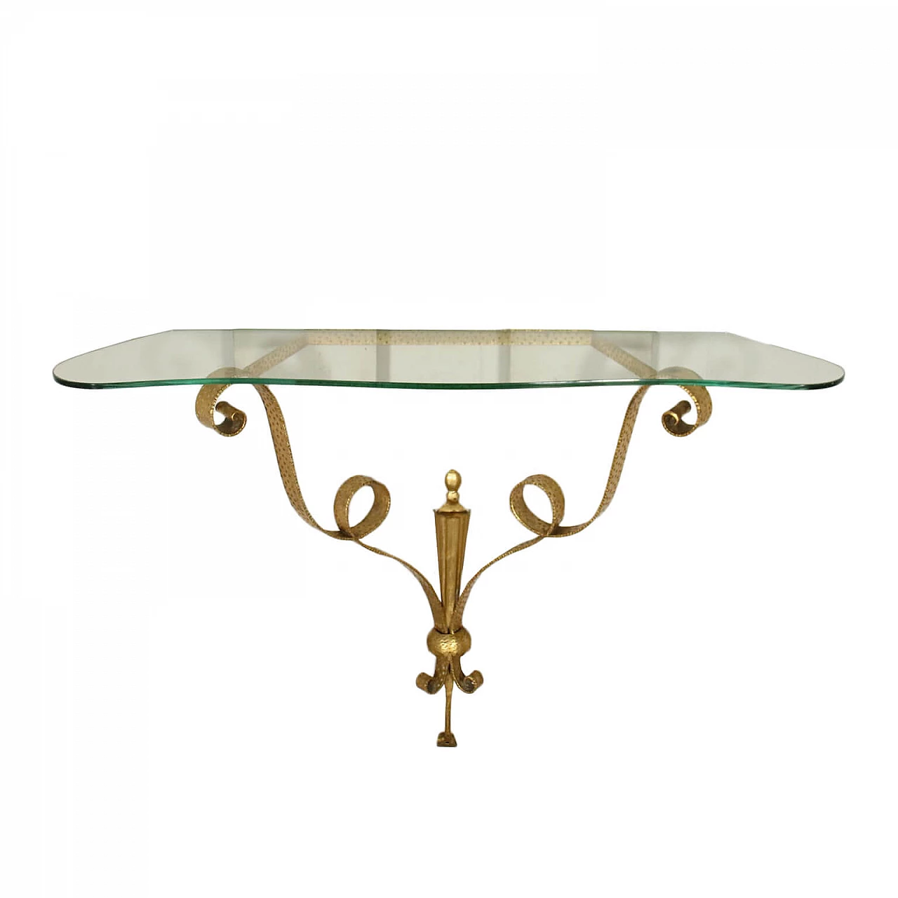 Consolle a muro con piano in vetro, anni '50 1