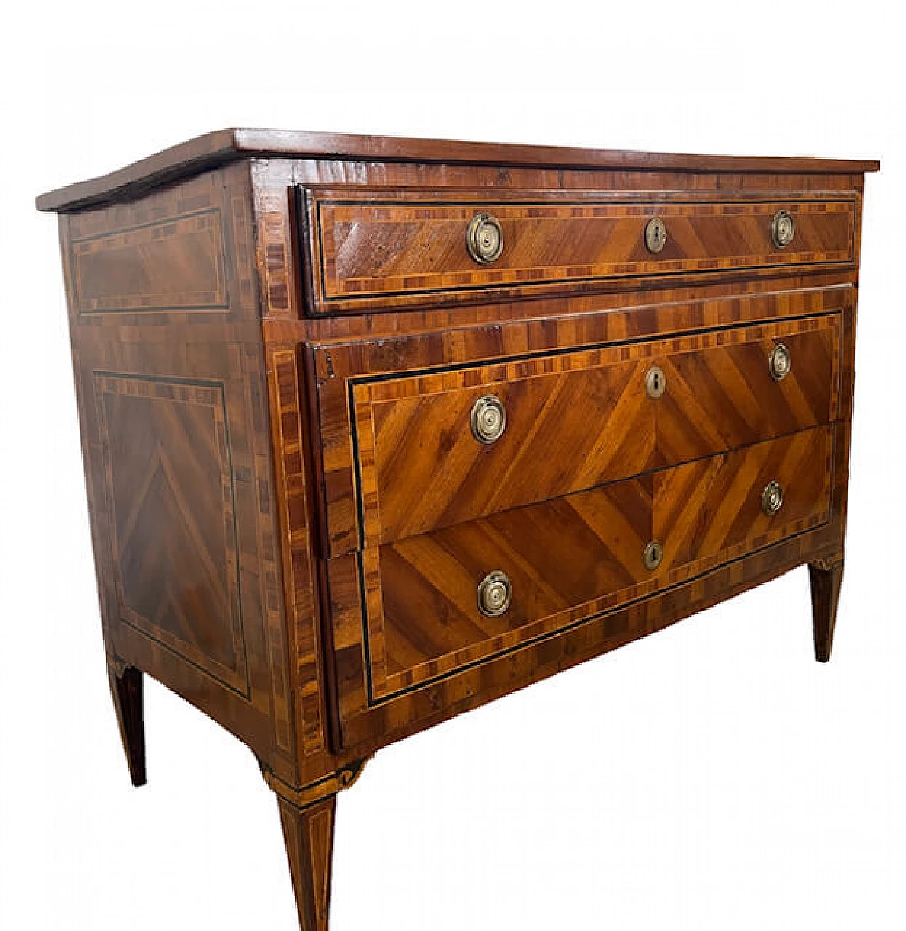 Cassettone in stile Luigi XVI intarsiato, '700 1