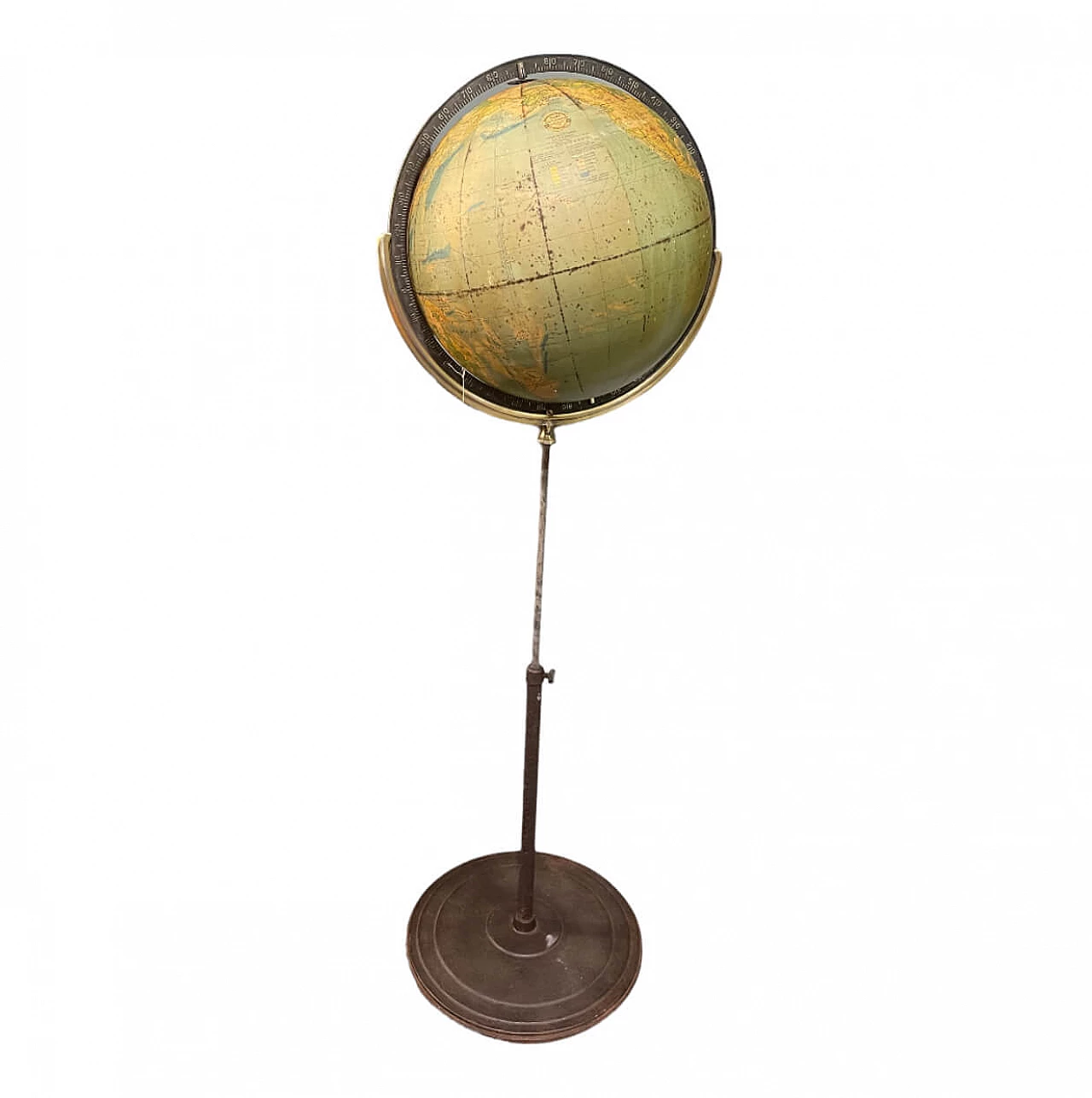 Mappamondo fisico politico in alluminio di W.& A.K. Johnston, '800 1