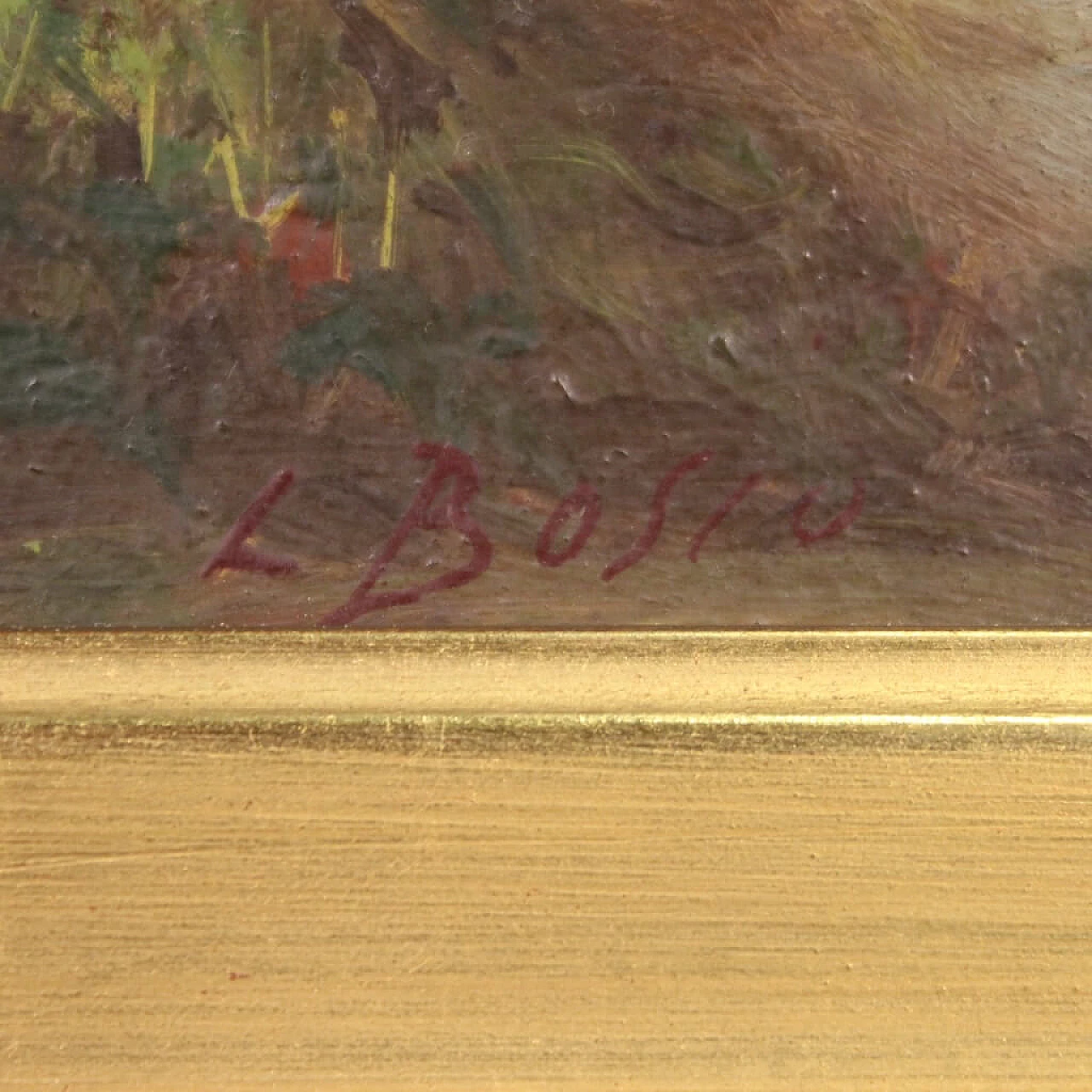 Luigi Bosio, paesaggio olio su tavoletta con cornice 3