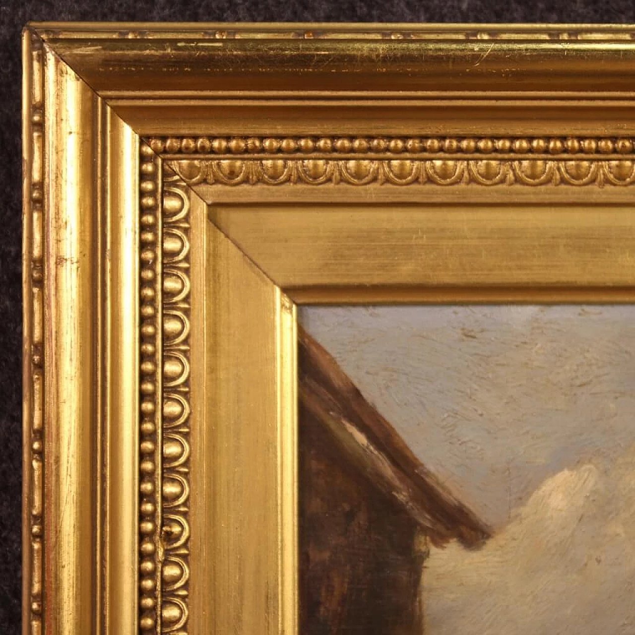 Luigi Bosio, paesaggio olio su tavoletta con cornice 9