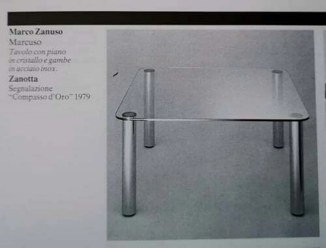 Marcuso table by Marco Zanuso in steel and crystal, 1970s 1