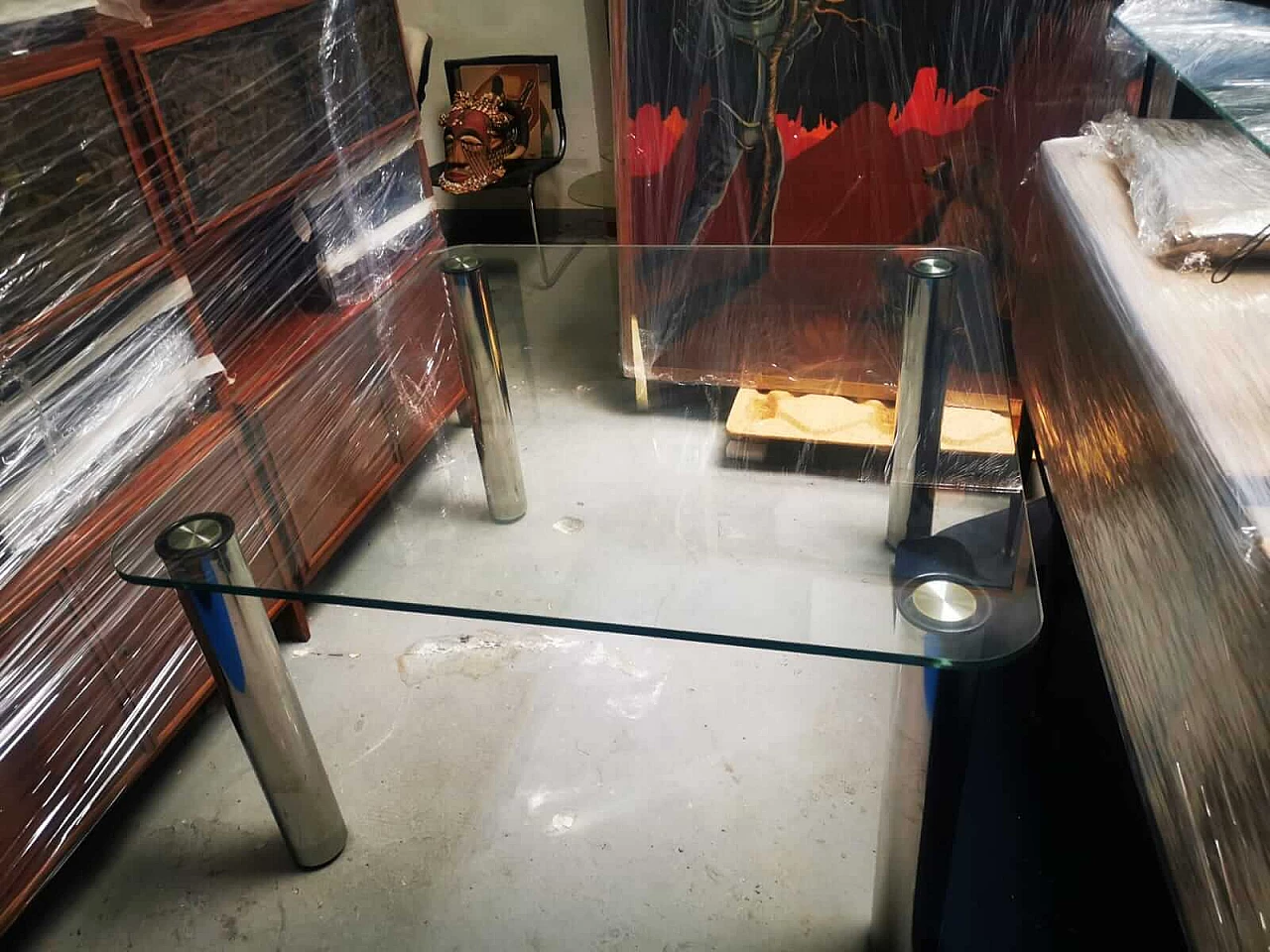 Tavolo Marcuso di Marco Zanuso in acciaio e cristallo, anni '70 7