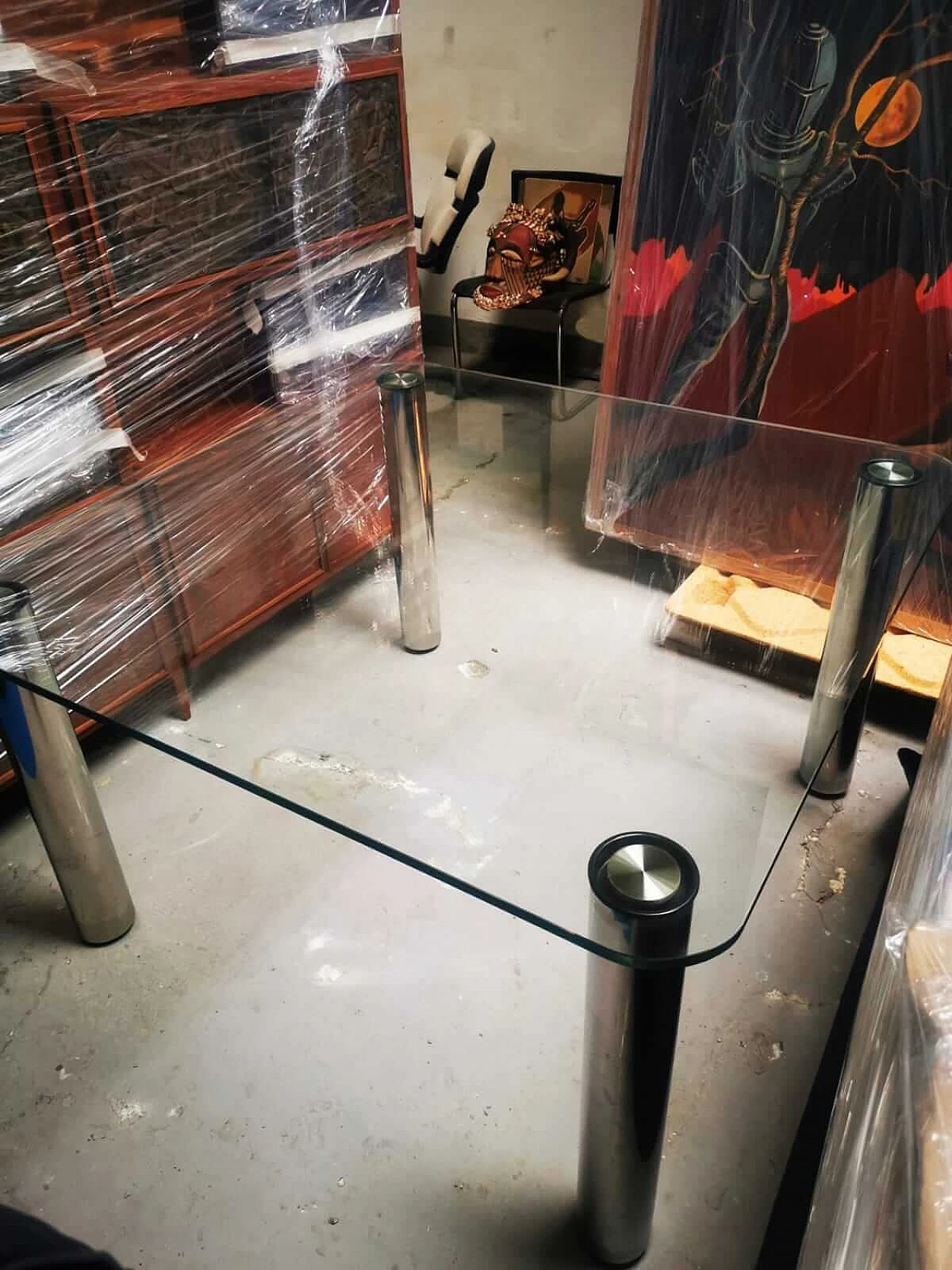 Marcuso table by Marco Zanuso in steel and crystal, 1970s 9