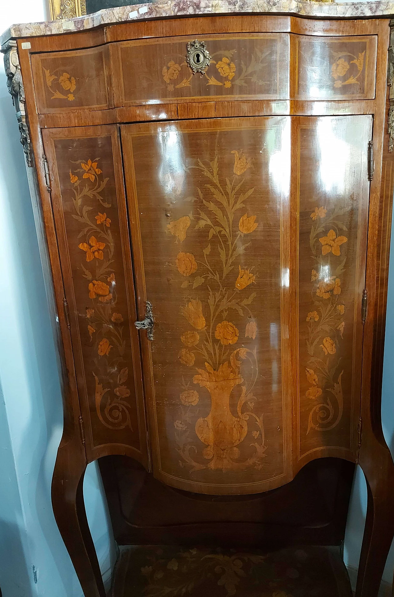 Tall rosewood cabinet in Napoleon style, 19th century 1