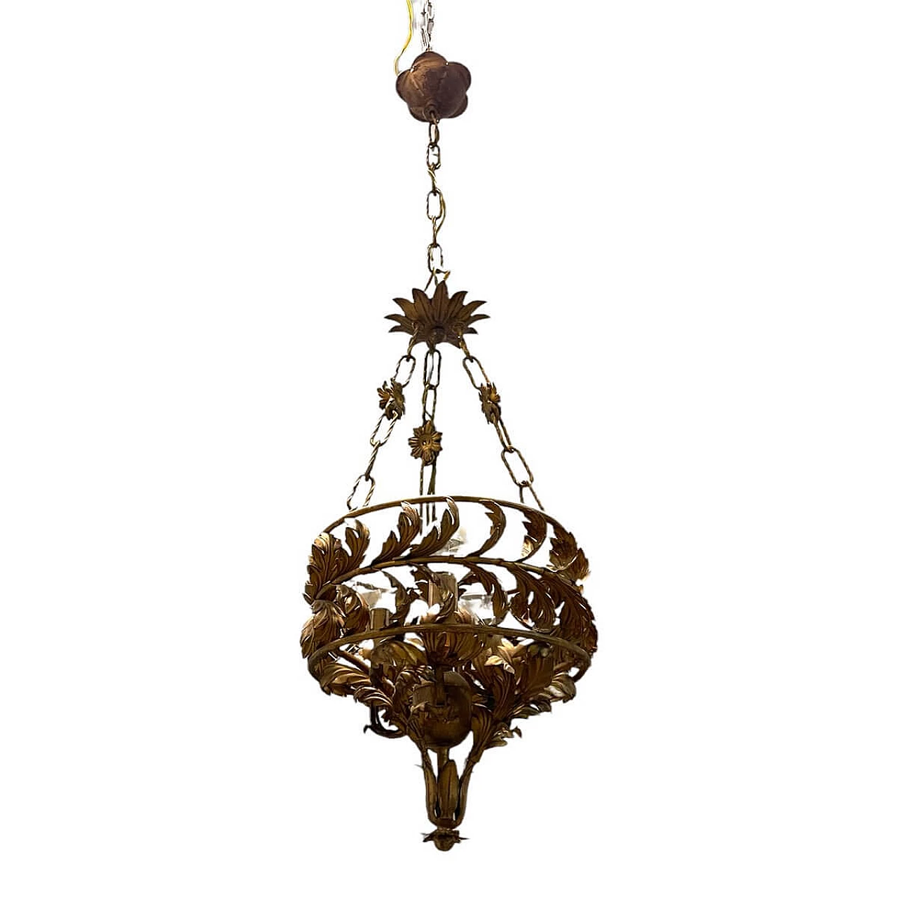 Golden tole chandelier, 1960s 1