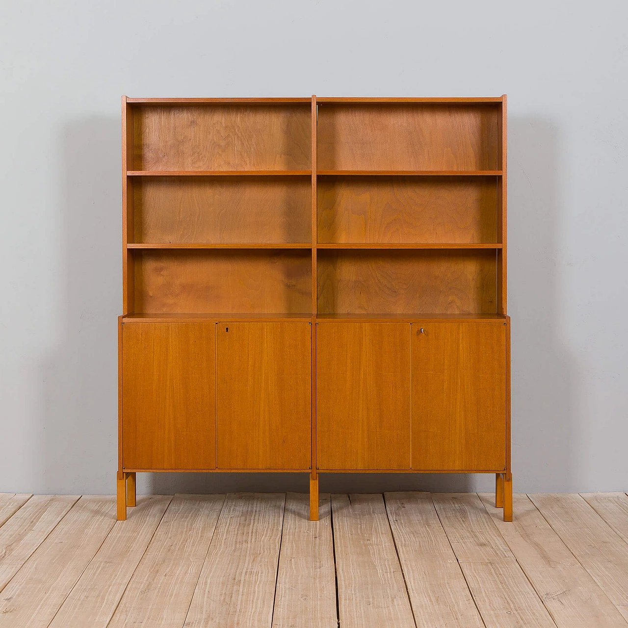 Freestanding teak wall unit, 1970s 3