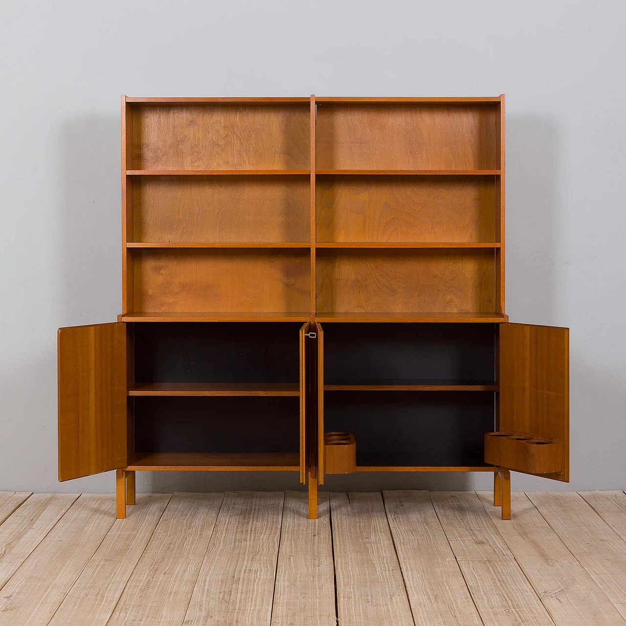 Freestanding teak wall unit, 1970s 4