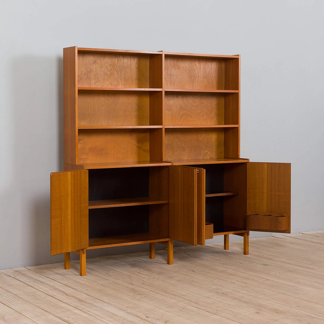 Freestanding teak wall unit, 1970s 5