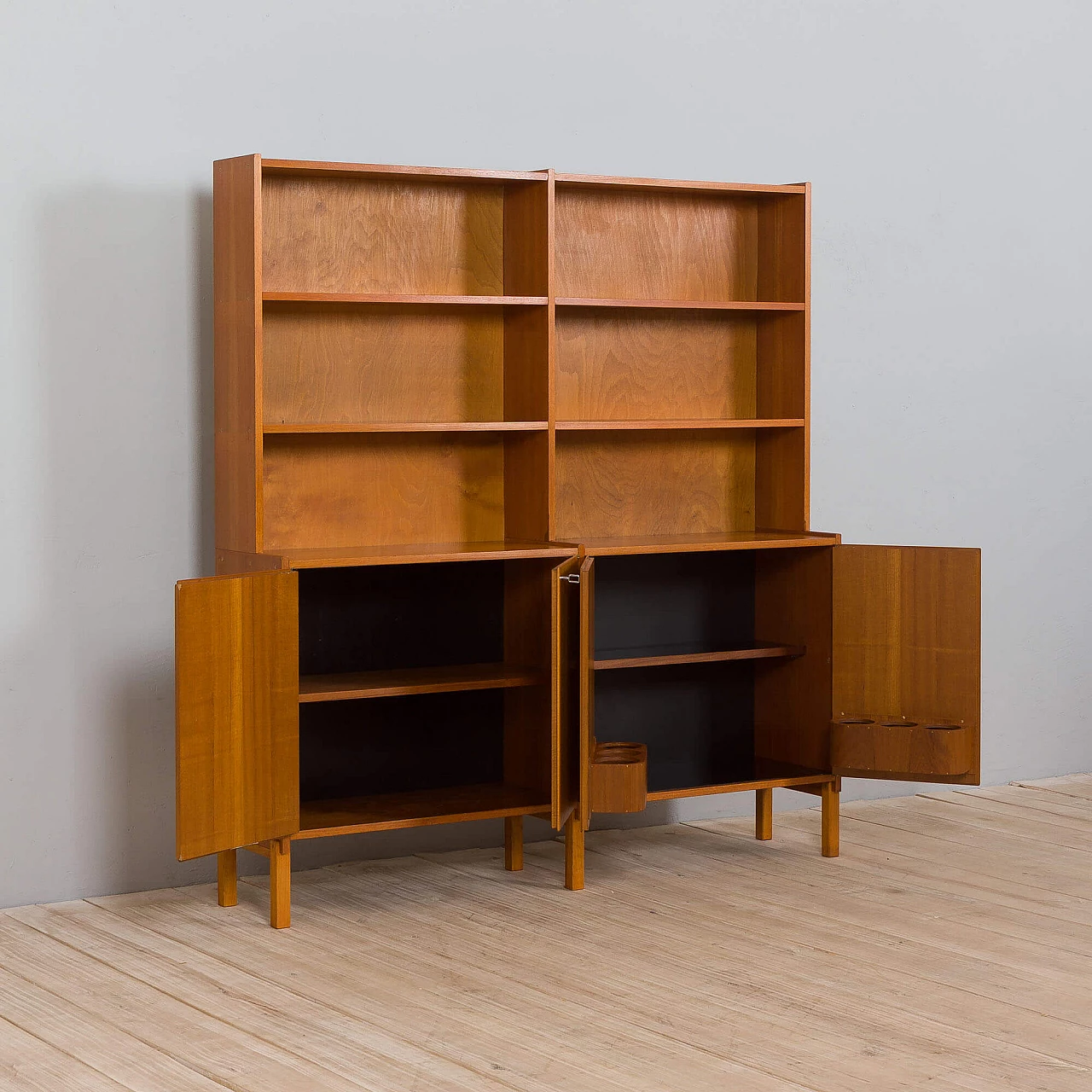 Freestanding teak wall unit, 1970s 6