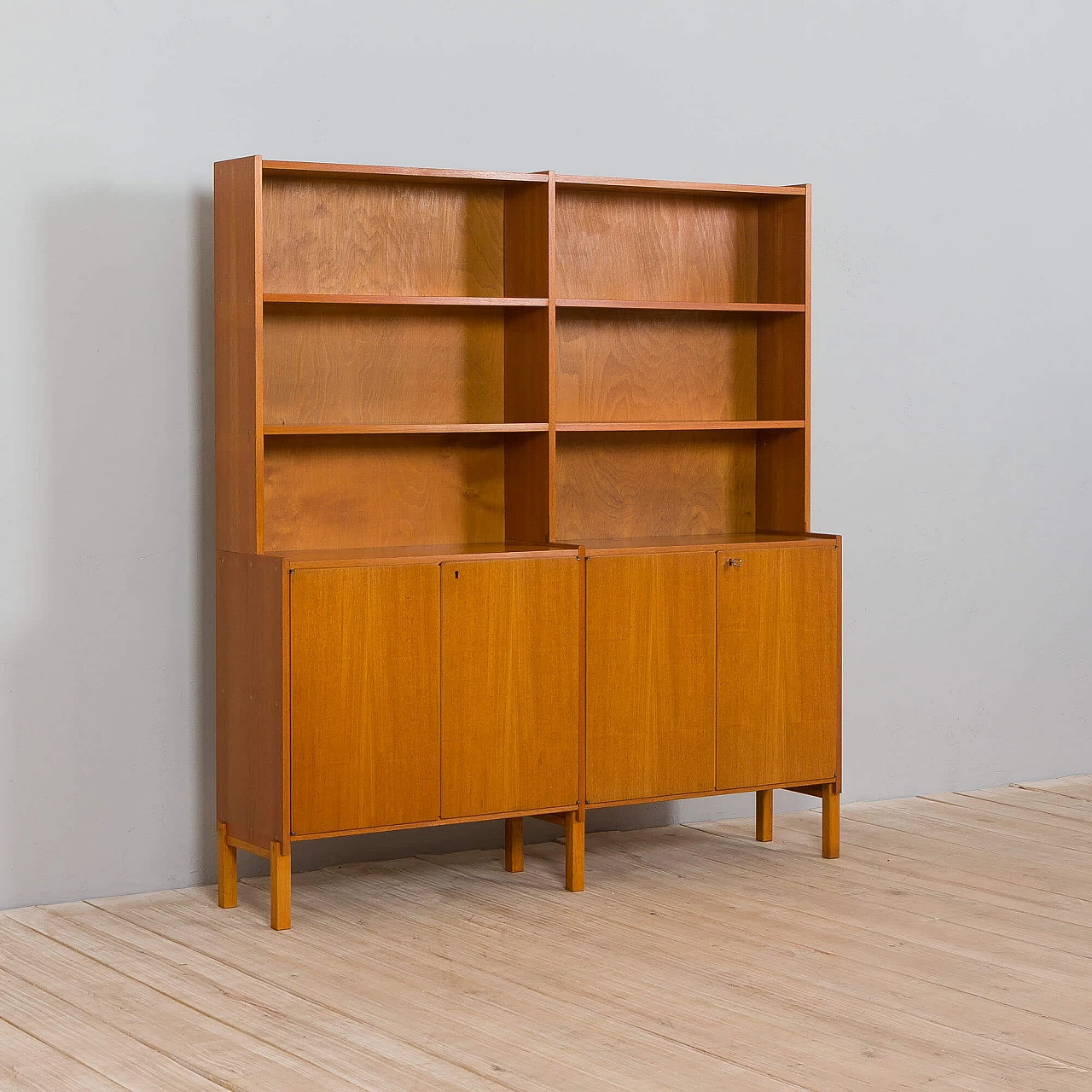 Freestanding teak wall unit, 1970s 7