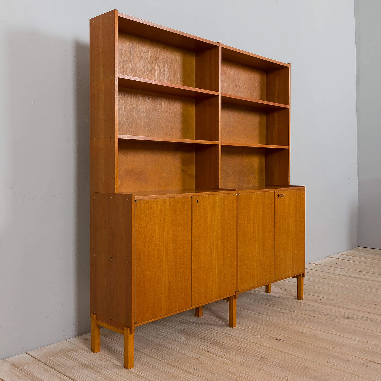 Freestanding teak wall unit, 1970s 8