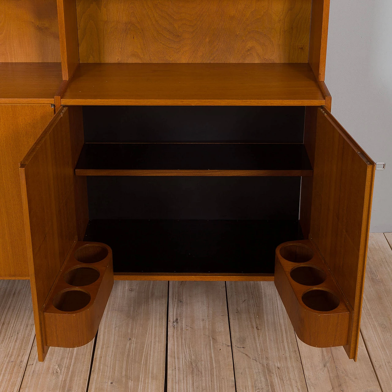 Freestanding teak wall unit, 1970s 9